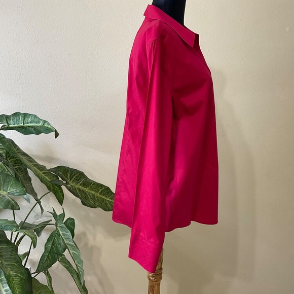 Chico’s No Iron Red Button up long sleeve Shirt Size 2 L/12 Women’s - Picture 2 of 11